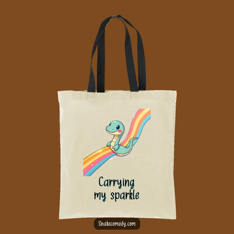Funny Snake Rainbow Ribbon Tote Bag: Durable and Vibrant Carry-All