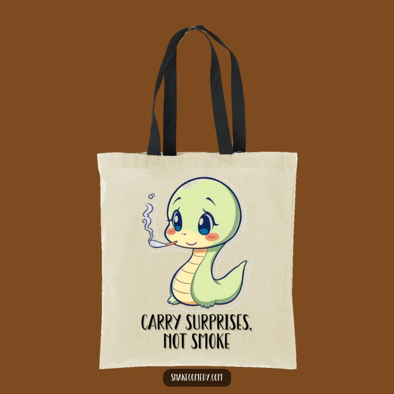 Funny Surprised Snake Tote Bag: Carry Your Laughs with Smoke Puffs
