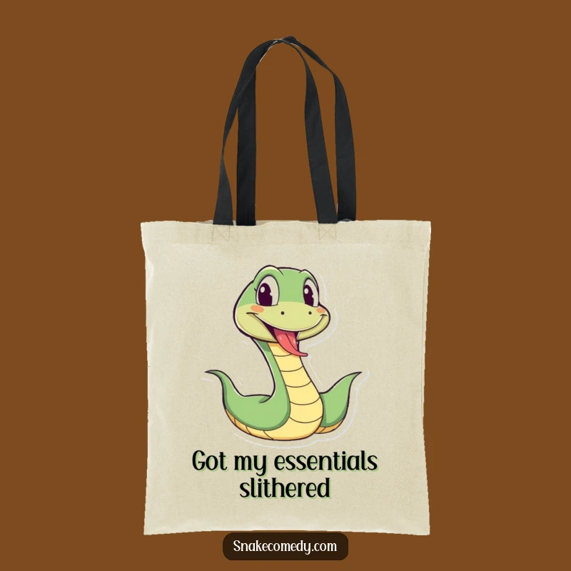 Funny Snake Wiggle Tote Bag: Playful Reptile Tongue Out Carryall