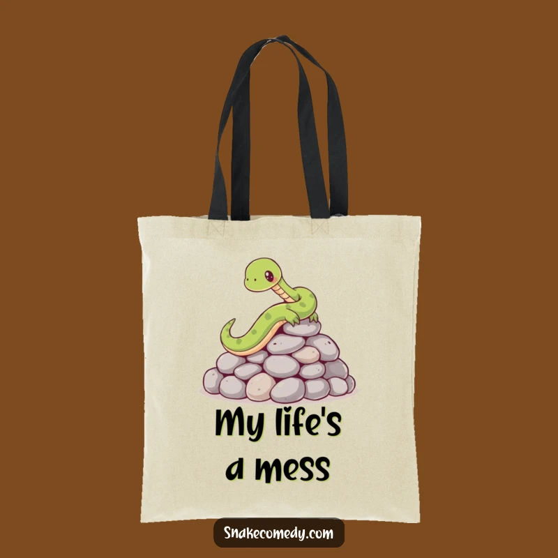 Funny Snake Tote Bag: Comical Stone-Slipping Character for a Hilarious Carry-All