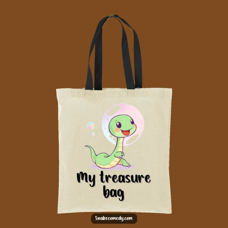Funny Bubble Snake Tote Bag - Joyful Serpent Chasing Handbag, Gift